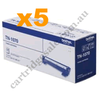 5 x Genuine Brother TN1070 Black Toner Cartridge