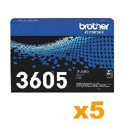 5 x Genuine Brother TN3605 Black Toner Cartridge