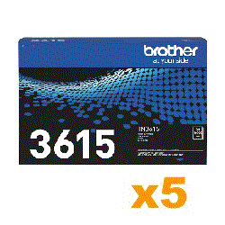 5 x Genuine Brother TN3615 Ultra High Yiled Black Toner Cartridg