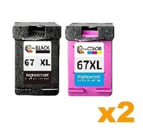 2 x Compatible HP 67XL BK + 2 x Compatble 67XL C Ink Cartridge