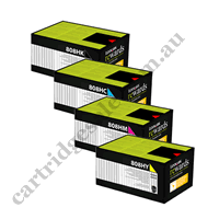 A Set Genuine Lexmark 808H B/C/M/Y High Yield Toner Cartridges