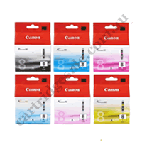 A Set Genuine Canon CLI8B/C/M/Y/PC/PM Ink Cartridges