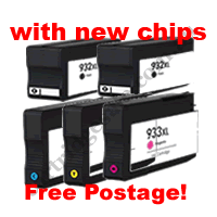 5 x Compatible HP 932XL 933XL Ink Cartridges (2B,1C,1M,1Y) New C