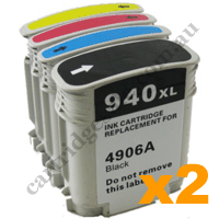 2 Sets Compatible HP 940XL Ink Cartridge B/C/M/Y