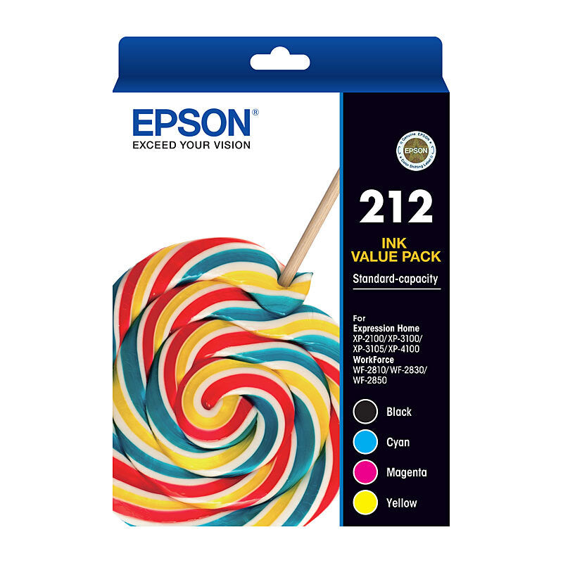 A Set Genuine Epson 212 Ink Cartridges B/C/M/Y