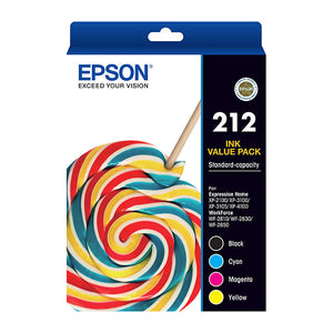 A Set Genuine Epson 212 Ink Cartridges B/C/M/Y