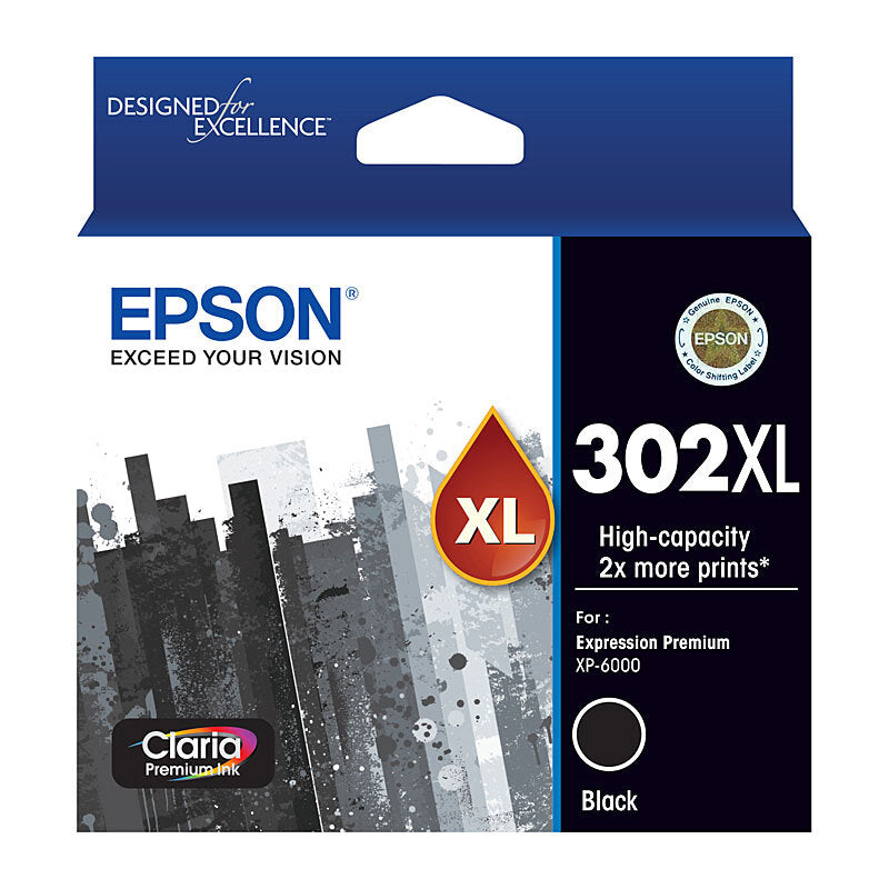 Genuine Epson T01X1/302XL High Yield Black Ink Cartridge