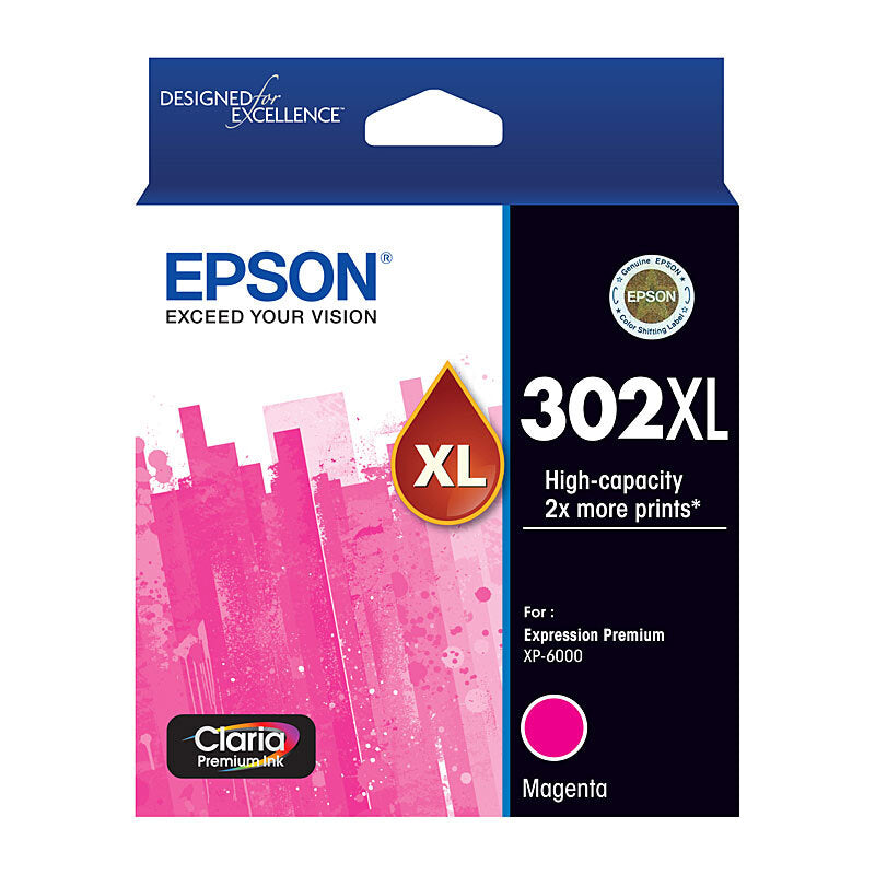 Genuine Epson T01Y3/302XL High Yield Magenta Ink Cartridge