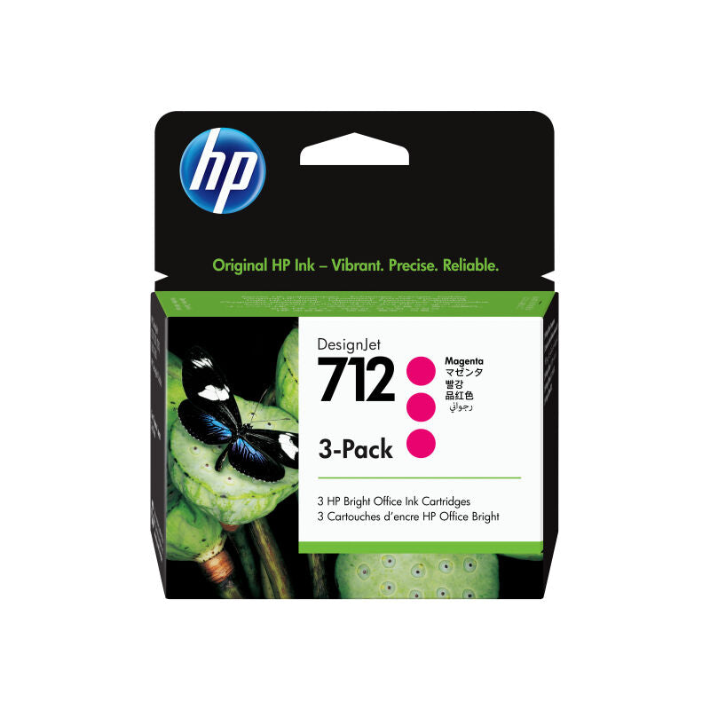 Genuine HP 712 Magenta Ink Cartridge 3 Pack 29ml each 3ED78A