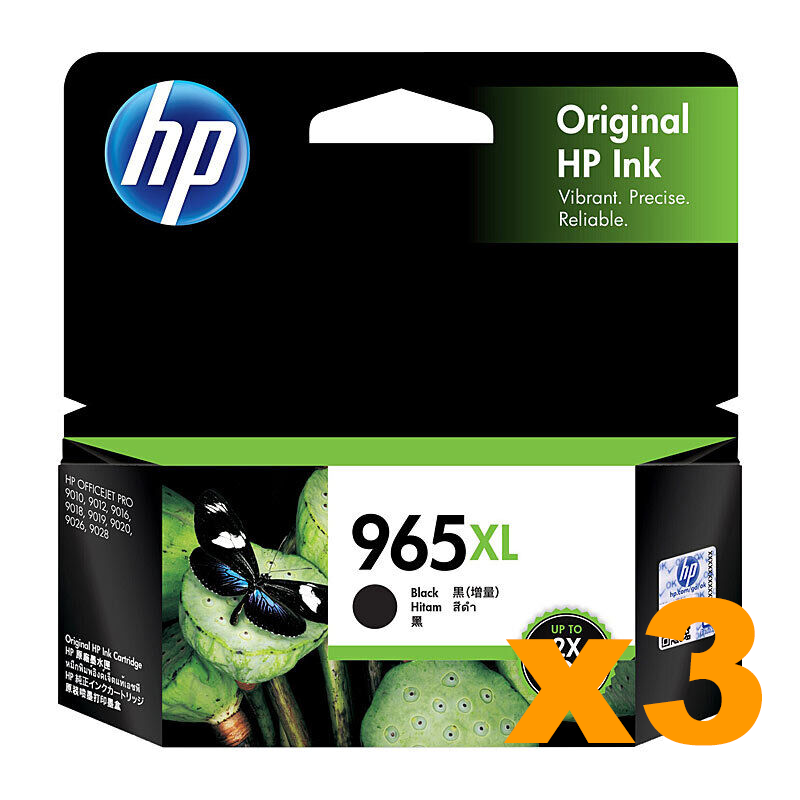 3 x Genuine HP 965XL Black (3JA84AA) Ink Cartridge