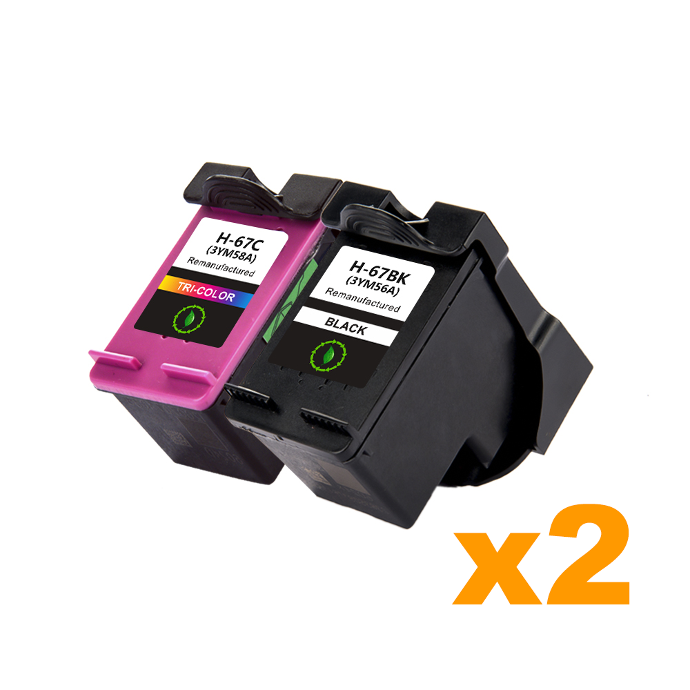 2 x Compatible HP 67XL BK + 2 x Compatble 67XL C Ink Cartridge