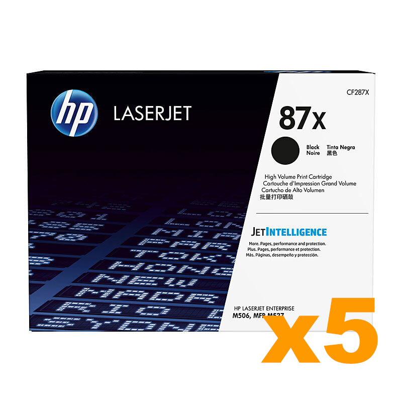 5 x Genuine HP CF287X 87X Black Toner Cartridge