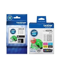 2 x Genuine Brother LC432XL Black + 1 x LC432XL C/M/Y Ink Cartri