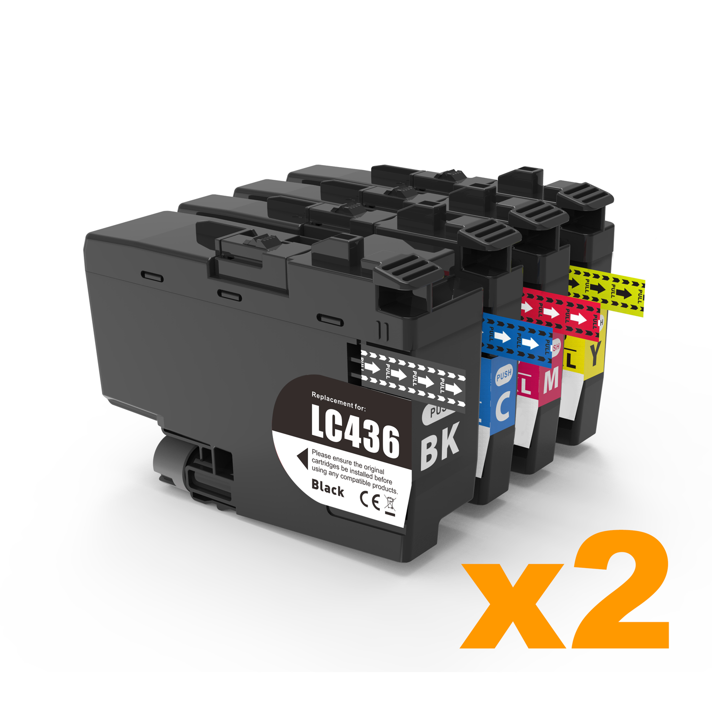 2 Sets Compatible Brother LC436 BK/C/M/Y Ink Cartridges