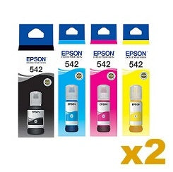 2 Sets Genuine Epson T542 B/C/M/Y EcoTank Ink Bottles