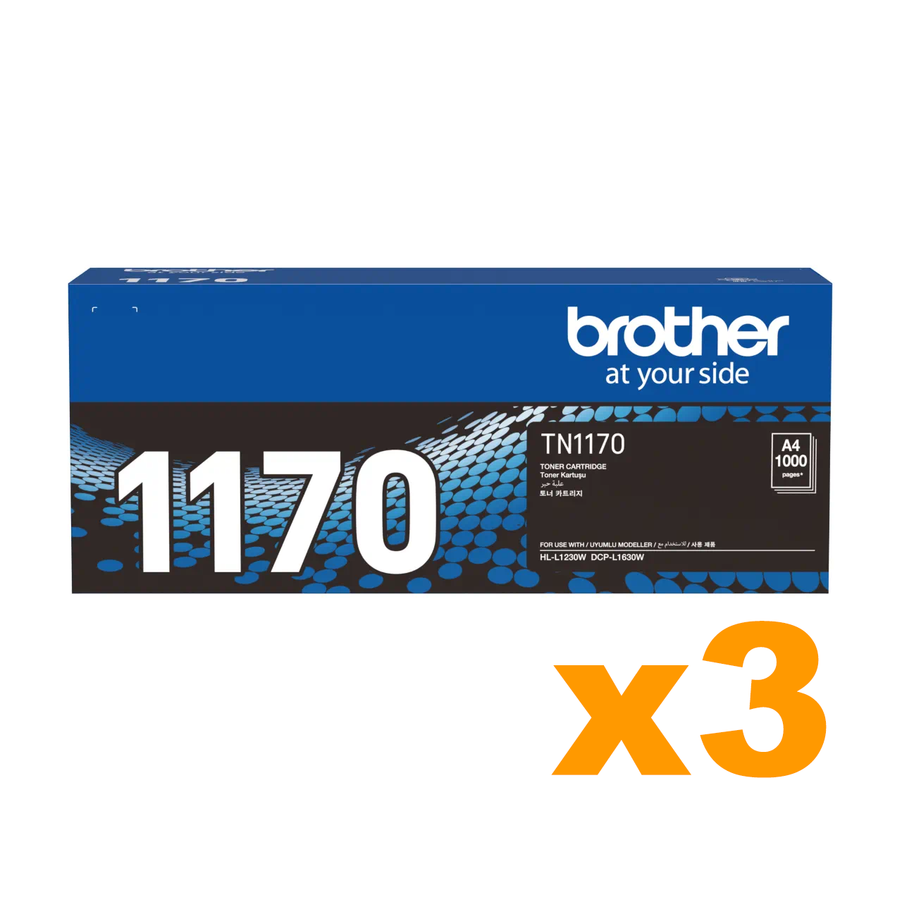3 x Genuine  Brother TN1170 Black Toner Cartridges