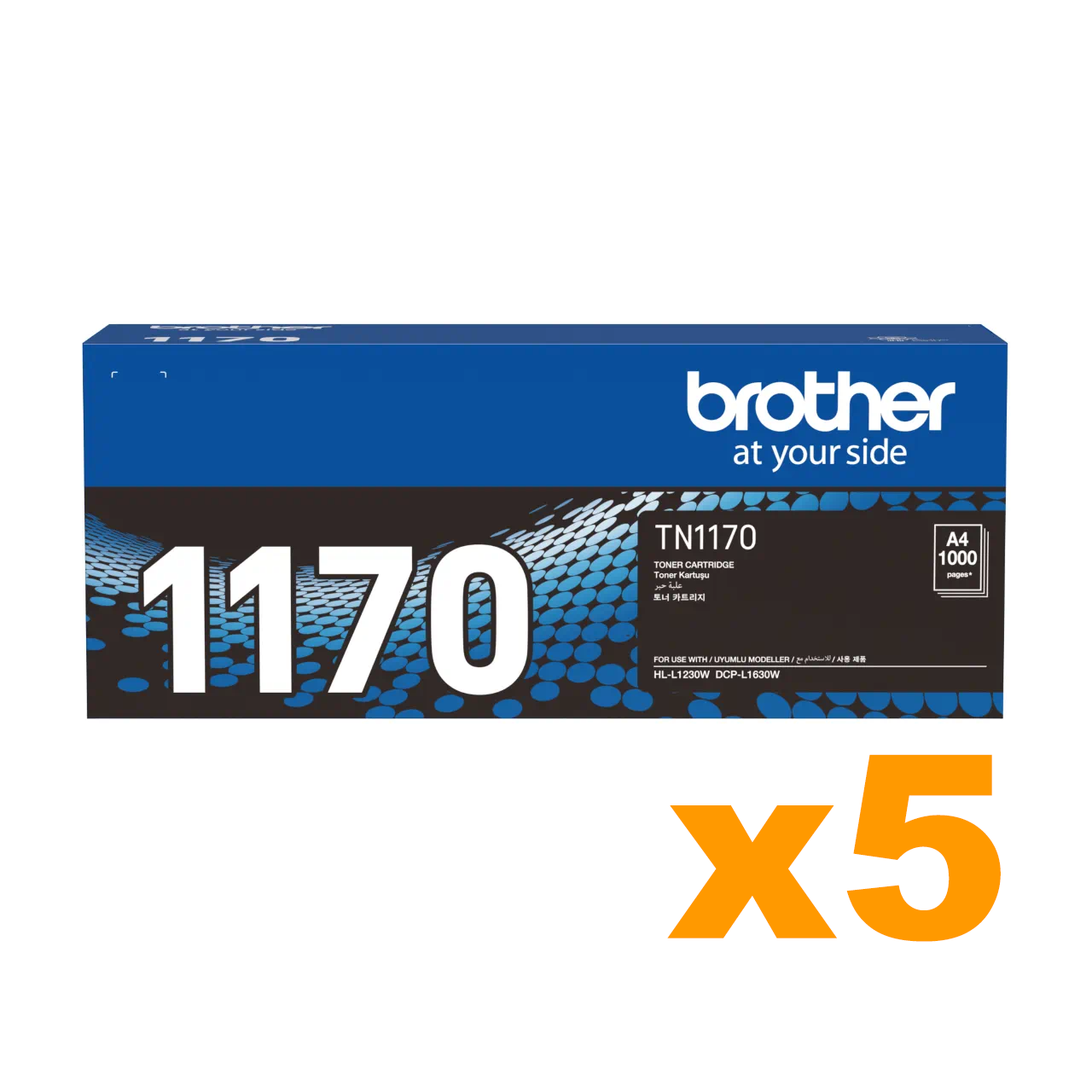 5 x Genuine  Brother TN1170 Black Toner Cartridges
