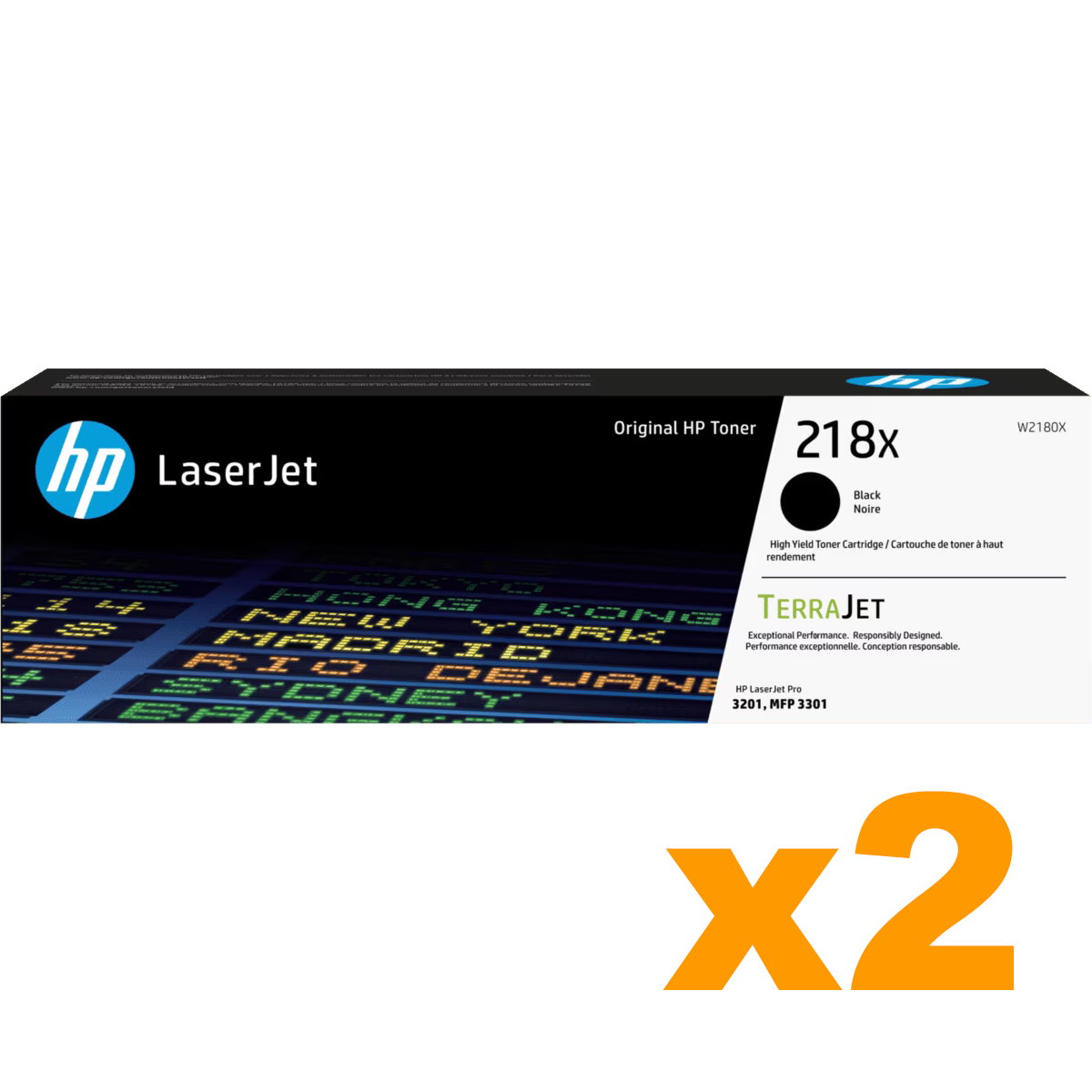 2 x Genuine HP 218X Black W2180X Toner Cartridges