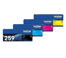 A Set Genuine Brother TN259 High Yield Toner Cartridges B/C/M/Y
