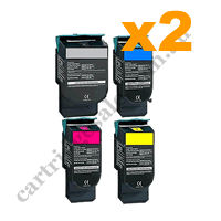 2 Sets Compatible Lexmark 808H B/C/M/Y High Yield Toner Cartridg