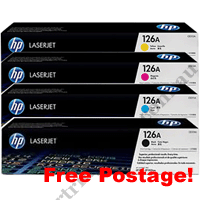 A Set Genuine HP 126A CE310A - CE313A Toner Cartridges B/C/M/Y