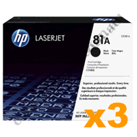 3 x Genuine HP CF281A (81A) Black Toner Cartridge