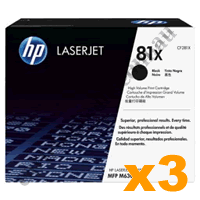 3 x Genuine HP CF281X (81X) Black Toner Cartridge