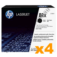 4 x Genuine HP CF281X (81X) Black Toner Cartridge