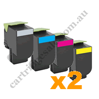 2 Sets Compatible Genuine Lexmark 808S B/C/M/Y Standard Yield To