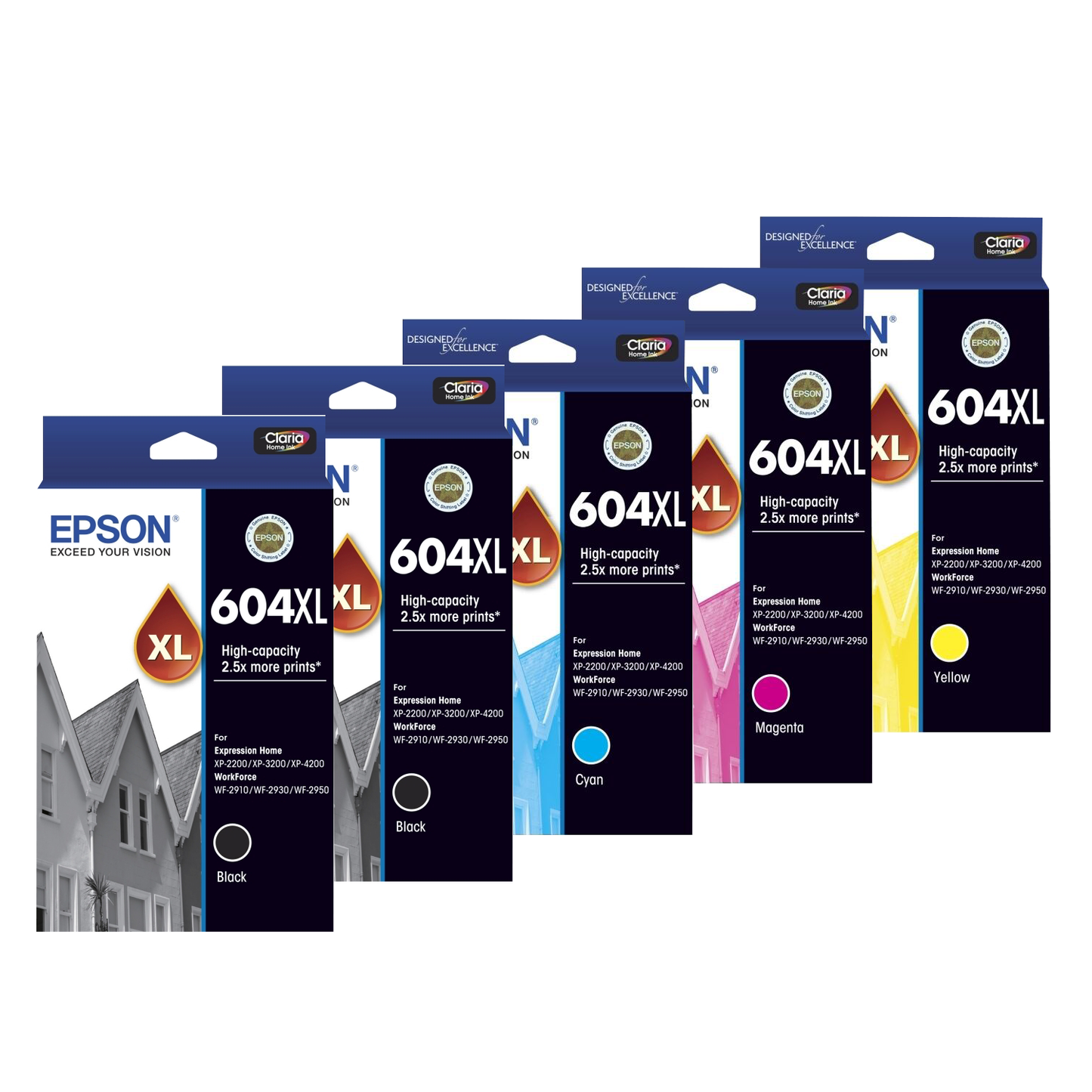 2 x Genuine Epson 604XL Black + 1 x 604XL C/M/Y Ink Cartridges V