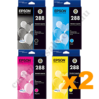 2 Sets Genuine Epson 288 Cartridges 2B,2C,2M,2Y