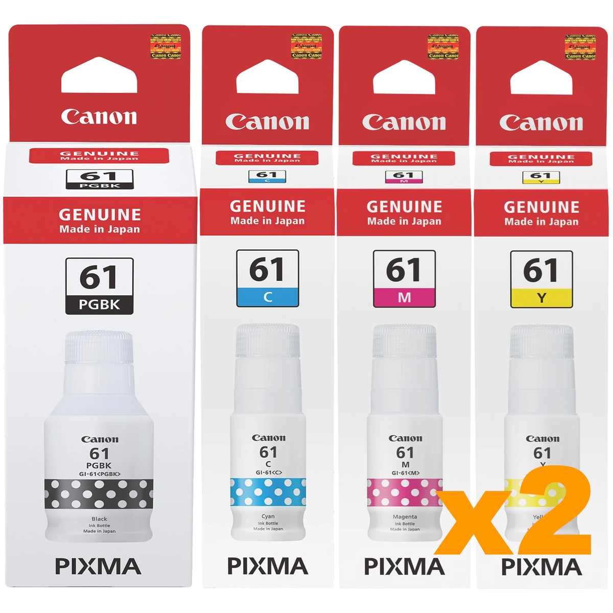 2 Sets Genuine Canon GI61 B/C/M/Y Ink Bottles