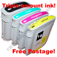 A Set High Yield Compatible HP 18 Ink Cartridges B/C/M/Y