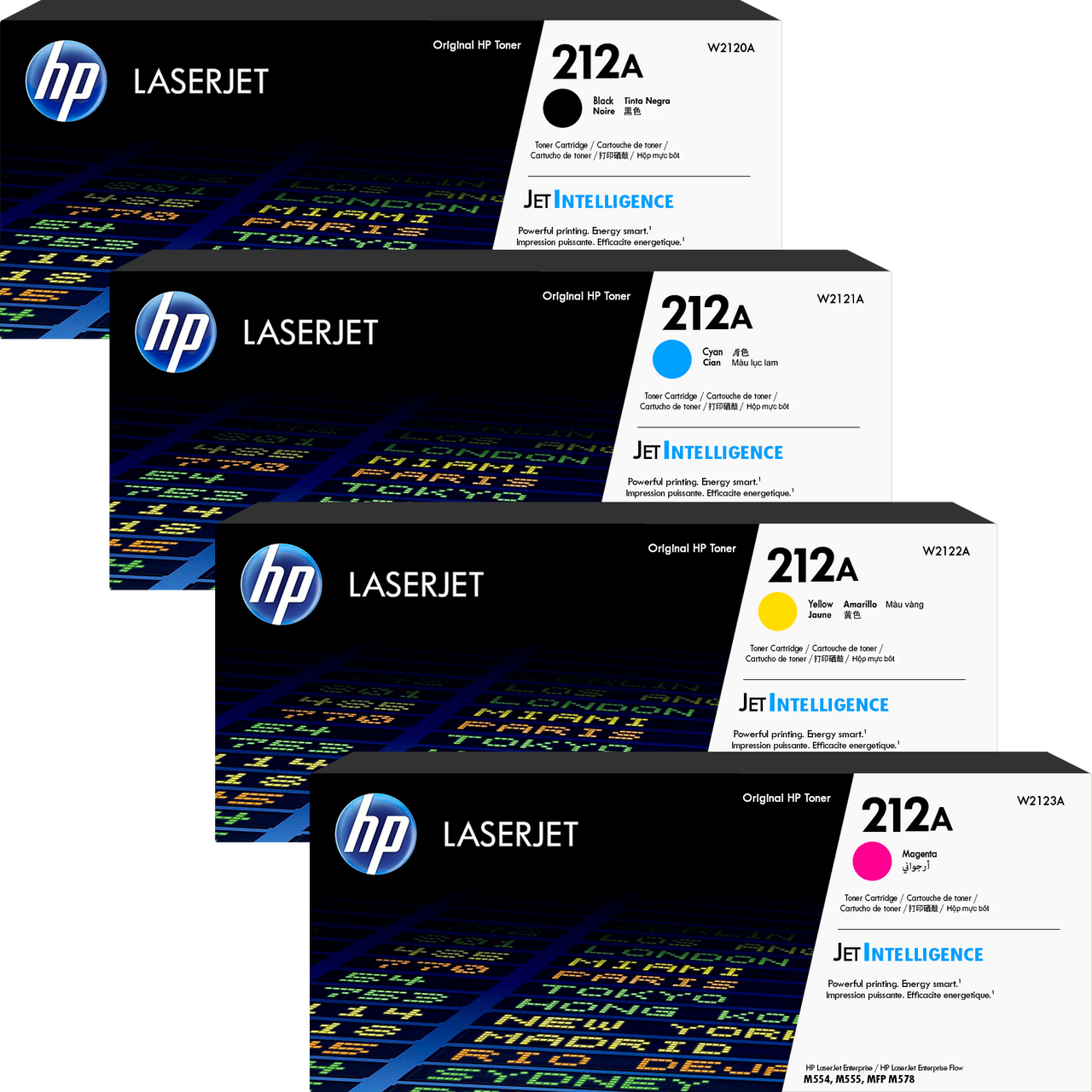 A Set Genuine HP 212A W2120A - W2123A Toner Cartridges B/C/M/Y