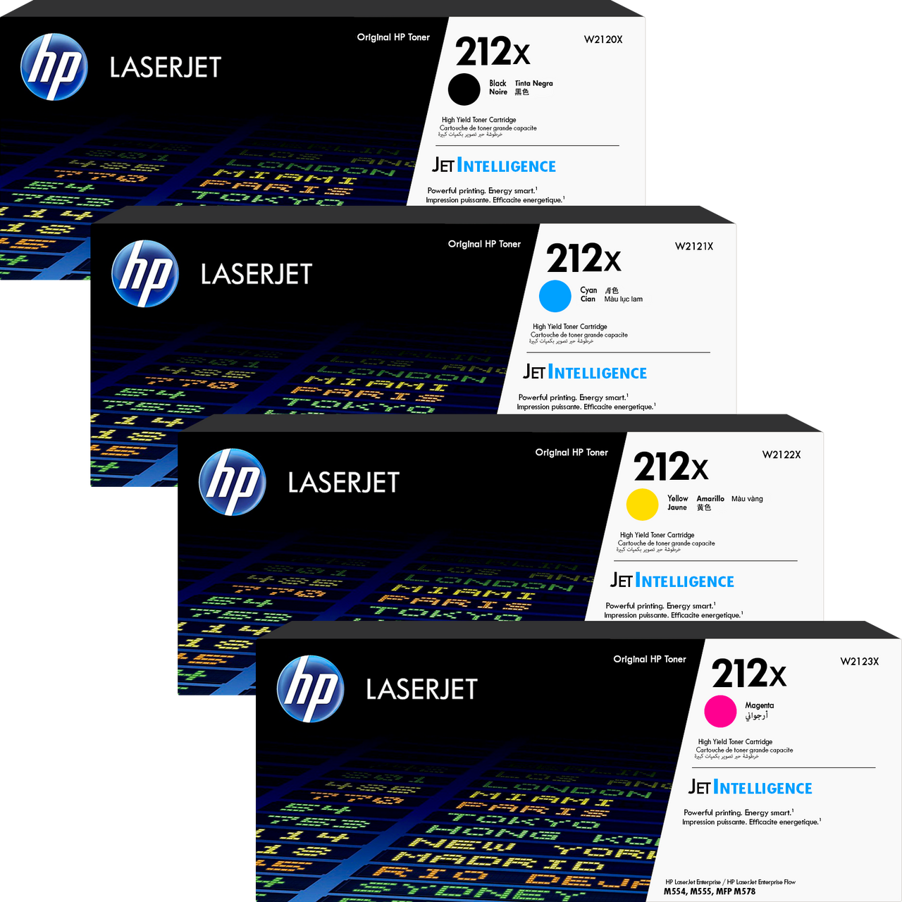 A Set Genuine HP 212X W2120X - W2123X High Yield Toner Cartridges B/C/M/Y