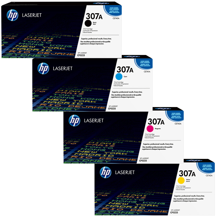 A Set Genuine HP 307A CE740A - CE743A Toner Cartridges BCMY