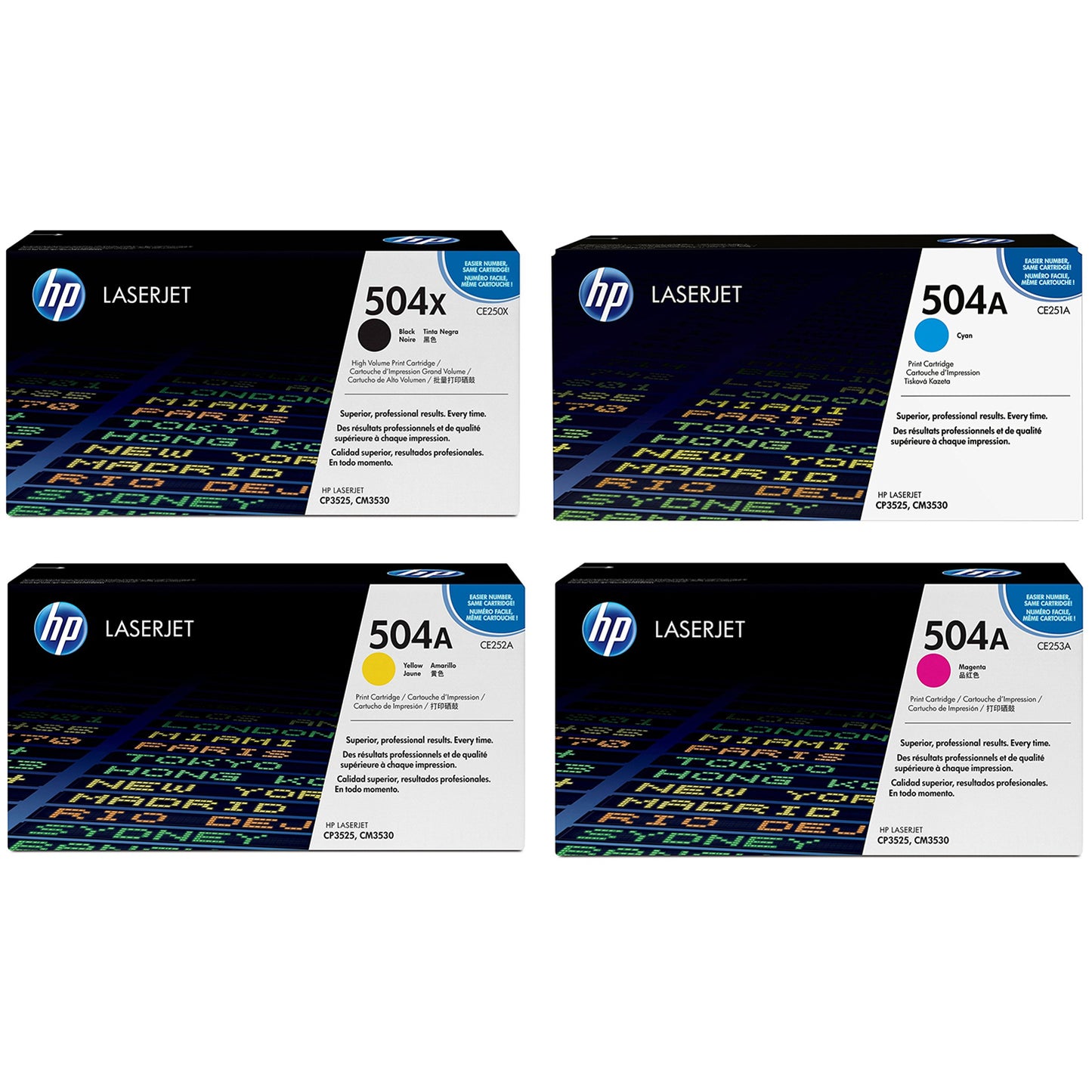 A Set Genuine HP 504X Black CE250X 504A CE251A - CE253A Toner Cartridges B/C/M/Y