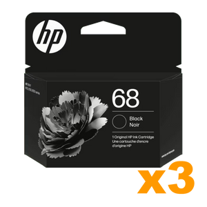 3 x Genuine HP 68 Black Ink Cartridge 7FP21TA