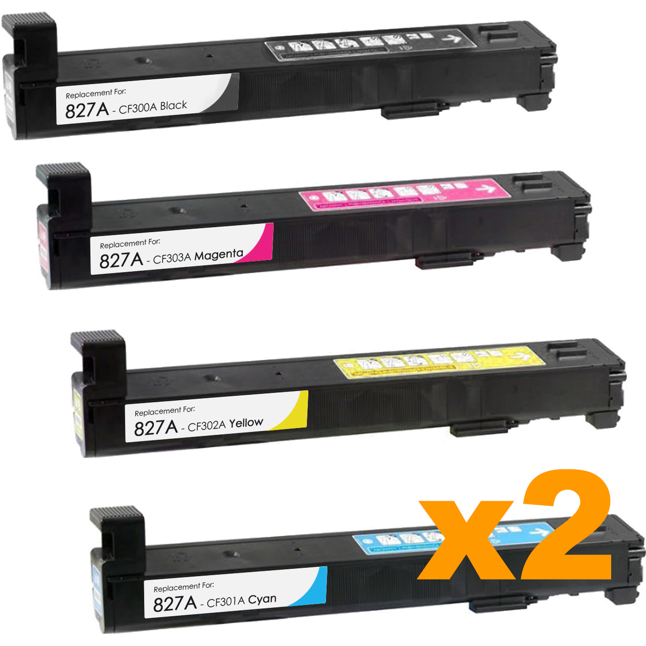 2 Sets Compatible HP 827A Toner Cartridges BCMY