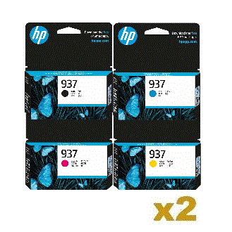 2 Sets Genuine HP 937 B/C/M/Y Ink Cartridges