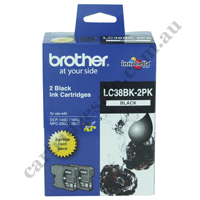 Genuine Brother LC38BK Black Ink Cartridge Twin Pack