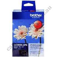 Genuine Brother LC39BK Black Ink Cartridge Twin Pack