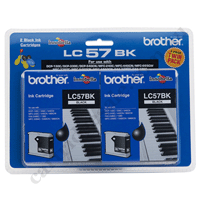 Genuine Brother LC57BK Black Ink Cartridge - Twinpack of LC57BK