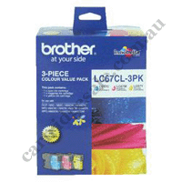 Genuine Brother LC67C/M/Y Ink Cartridges 3 Pack