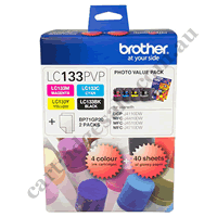 Genuine Brother LC133BK/C/M/Y + Photo Paper 4x6 40Pk Value Pack