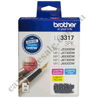 Genuine Brother LC3317 Cyan, Magenta & Yellow Colour Pack