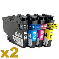 2 Sets Compatible Brother LC434 BK/C/M/Y Ink Cartridges