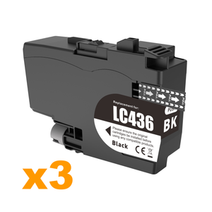 3 x Compatible Brother LC436BK Black Ink Cartridge