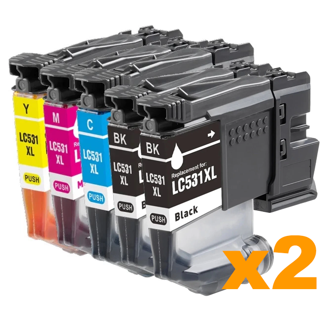 4 Black + 2 of each Compatible Brother LC531XL Ink Cartridges