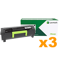 3 x Genuine Lexmark 56F6X0E Extra High Yield Toner Cartridges